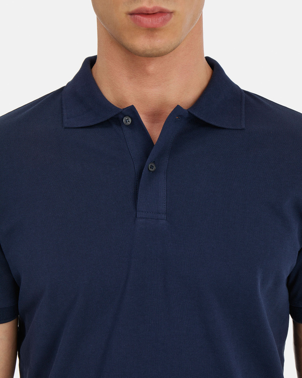 Maglietta polo uomo blue melanges in piquet di cotone e stampa con logo 3D - Iceberg - Official Website