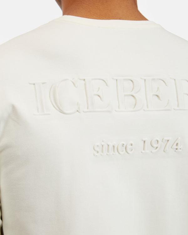 Men's white long sleeve T-shirt with embossed logo - Iceberg - Official Website