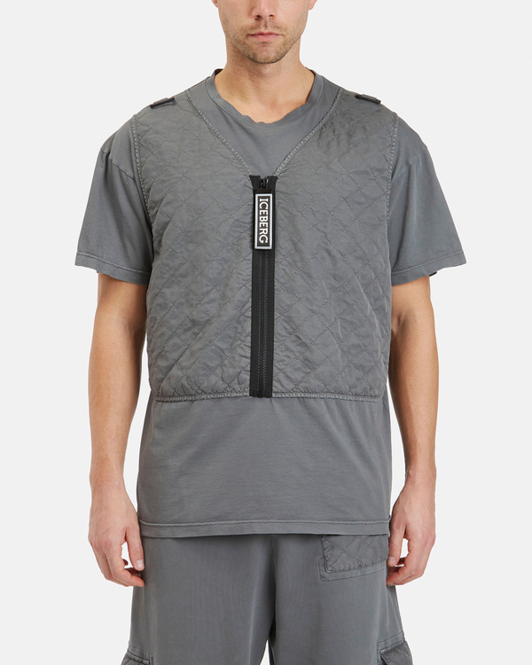 Men's grey T-Shirt with rubberized logo - Iceberg - Official Website