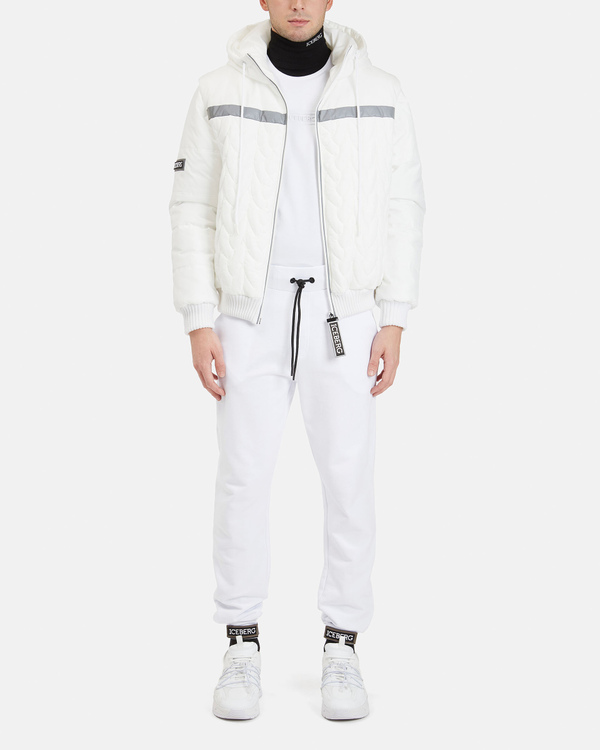 Men's milk white padded jacket with hood - Iceberg - Official Website