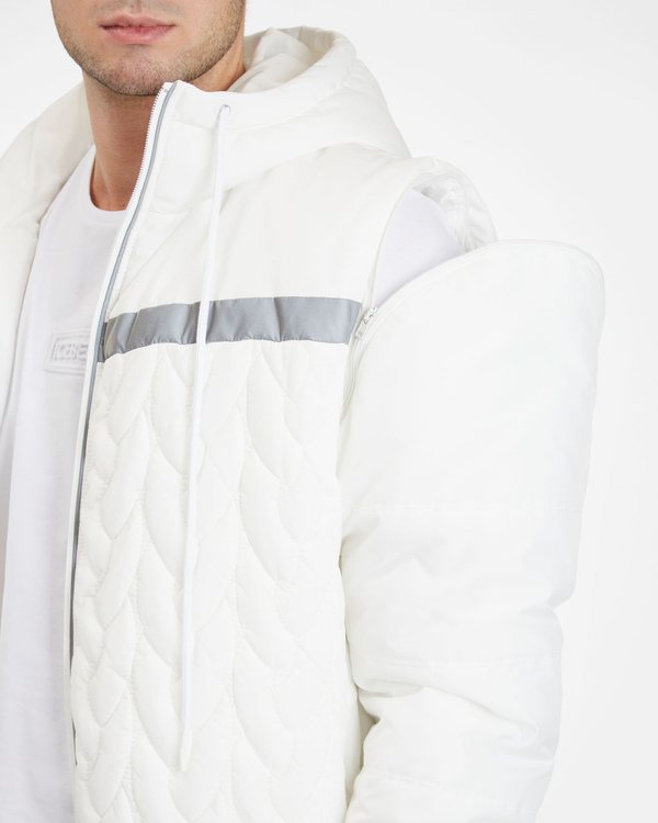 Men's milk white padded jacket with hood - Iceberg - Official Website