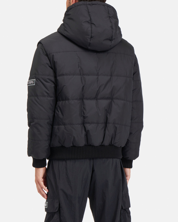 Men's black padded jacket with hood - Iceberg - Official Website
