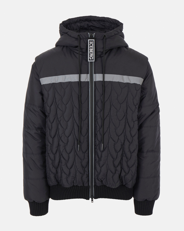 Men's black padded jacket with hood - Iceberg - Official Website