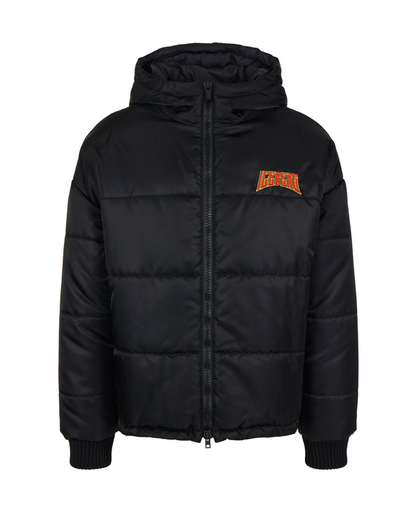 Men's black hooded padded jacket with contrasting logo - Iceberg - Official Website