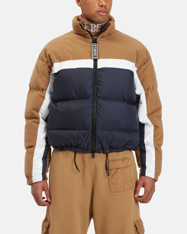 Men's mixed-material padded jacket in contrasting colours - Iceberg - Official Website