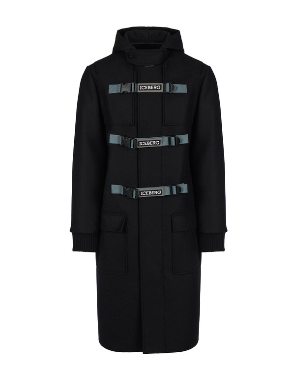 Men's montgomery black coat in mixed wool - Iceberg - Official Website