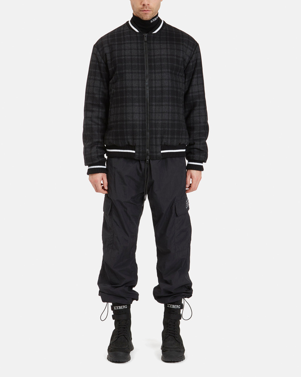 Men's checkered grey and white wool bomber jacket - Iceberg - Official Website