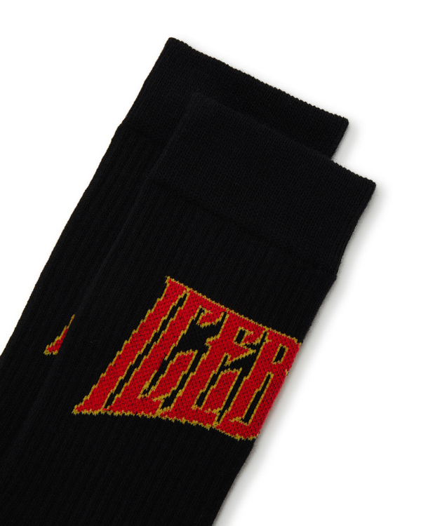 Men's black stretch cotton socks with contrasting logo - Iceberg - Official Website