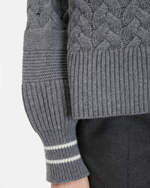 Women's grey relaxed fit sweater in a mix of stitches - Iceberg - Official Website