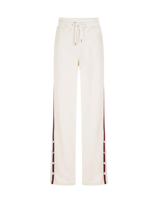 Pantaloni donna color cipria in felpa con banda laterale a contrasto e bottoni dorati - Iceberg - Official Website