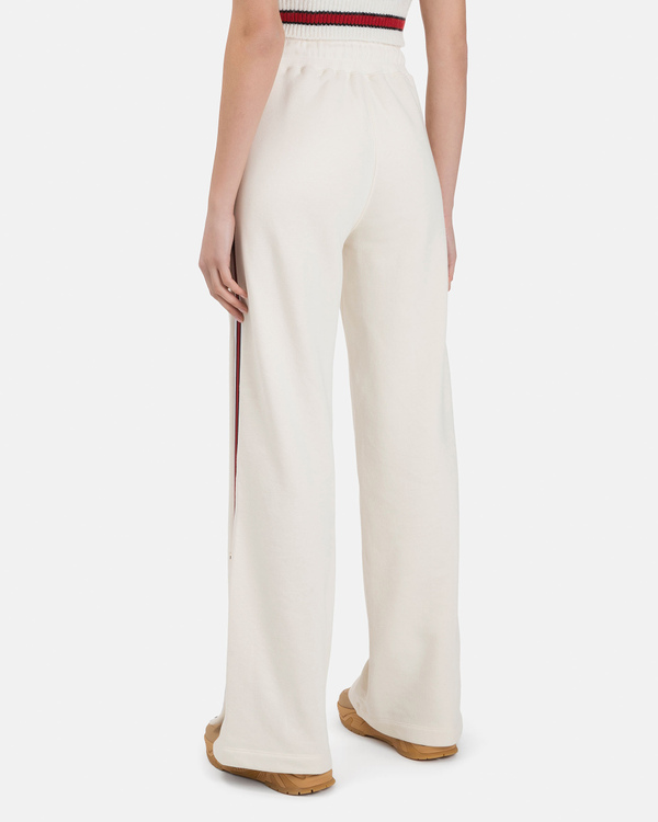 Pantaloni donna color cipria in felpa con banda laterale a contrasto e bottoni dorati - Iceberg - Official Website