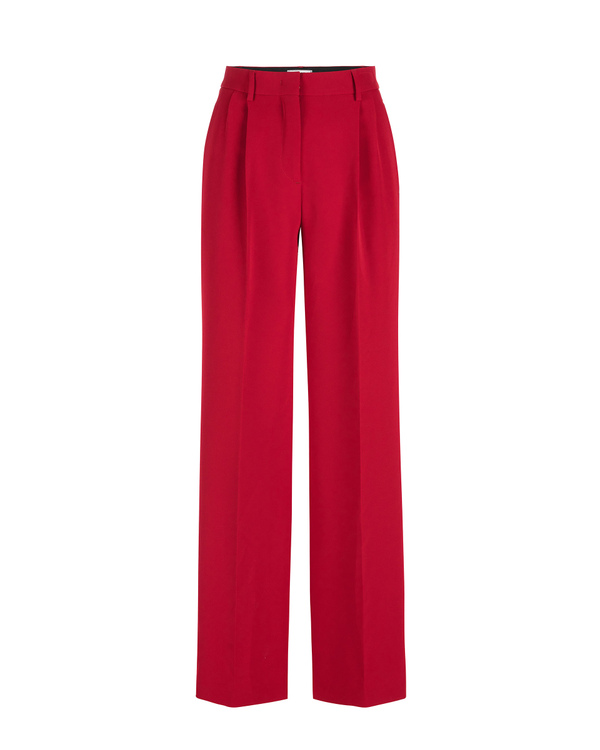 Pantaloni donna rosso scuro in cady tecnico wide leg con pinces e cintura - Iceberg - Official Website