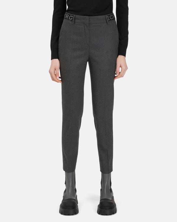 Women's skinny fit grey wool flannel trousers - Iceberg - Official Website
