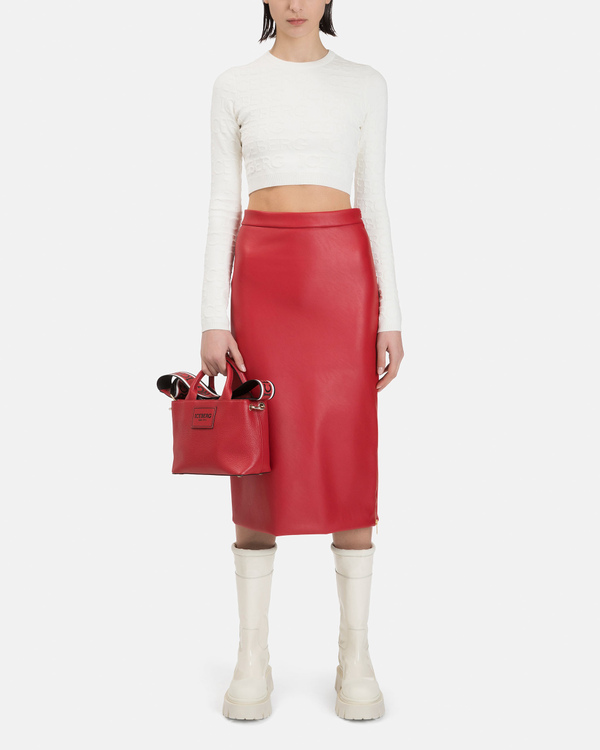 Women's dark red faux leather pencil skirt - Iceberg - Official Website