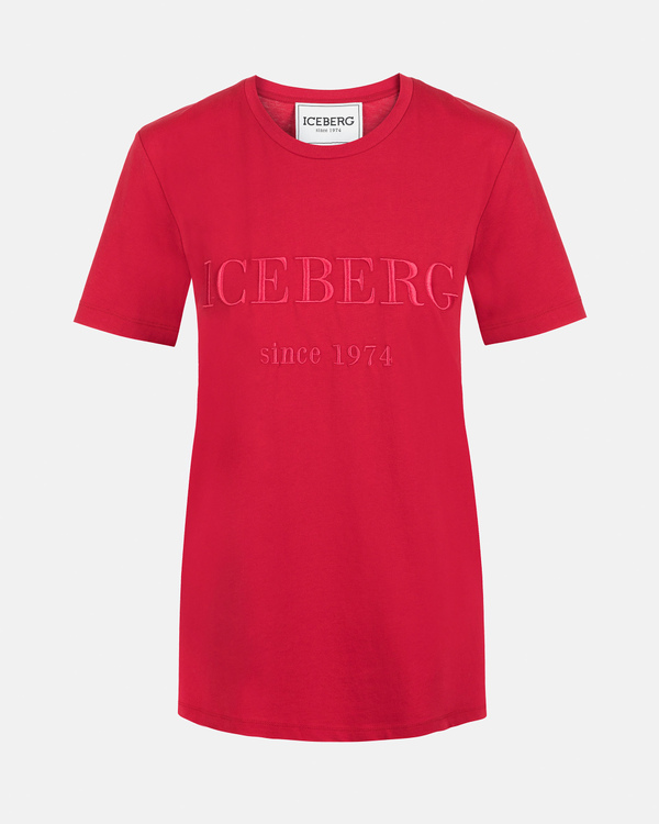 Women's bordeaux T-shirt with logo - Iceberg - Official Website