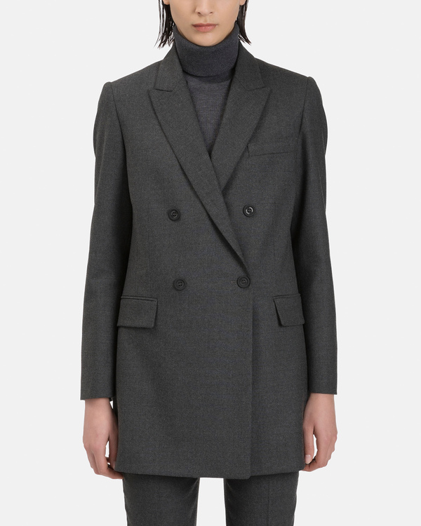 Women's grey wool flannel double breast jacket - Iceberg - Official Website