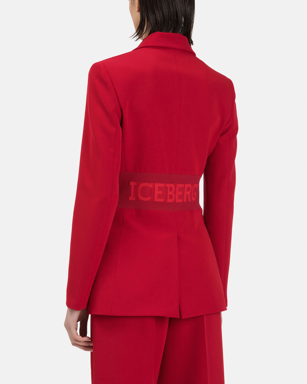 Giacca donna rosso scuro in cady tecnico con bottoni dorati e costa logata in vita - Iceberg - Official Website