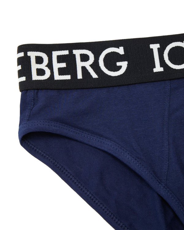 Blue cotton briefs with logo - Iceberg - Official Website