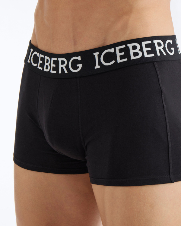 Black cotton boxers with logo - Iceberg - Official Website
