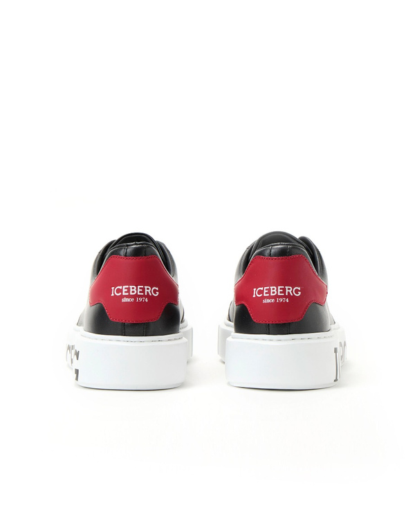 Black leather trainers with logo - Iceberg - Official Website