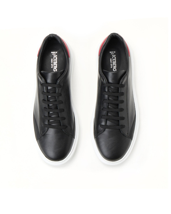 Black leather trainers with logo - Iceberg - Official Website