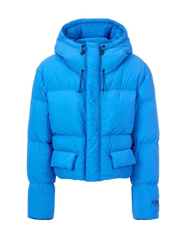 Men's blue KAILAND O. MORRIS boxy down jacket with embroidered logo - Iceberg - Official Website