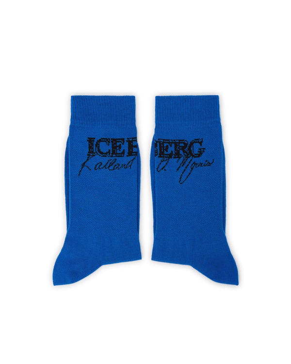 Men's blue KAILAND O. MORRIS cotton socks with embroidered logo - Iceberg - Official Website