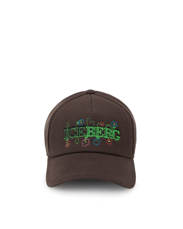 Men's brown baseball cap with Blurry flowers logo - Iceberg - Official Website