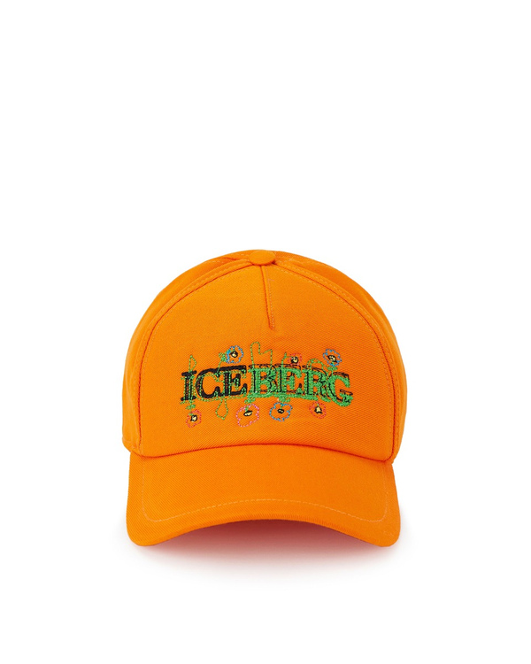 Berretto da baseball uomo arancio con logo Blurry flowers - Iceberg - Official Website