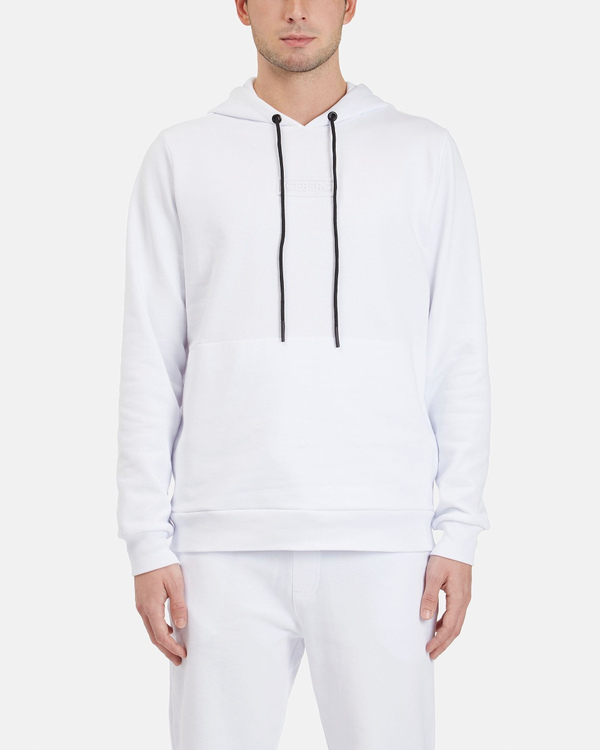 Men's white hoodie with embossed 3D logo - Iceberg - Official Website