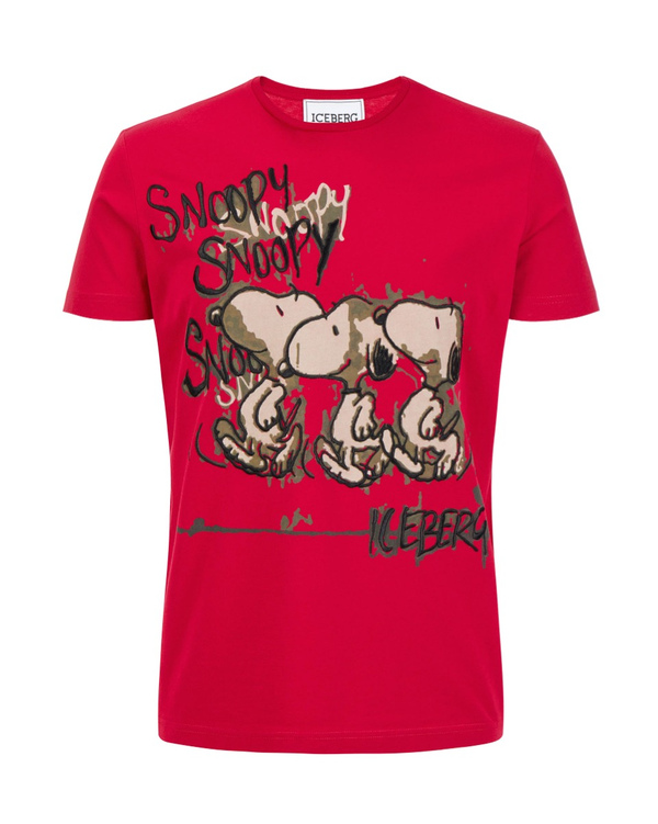 Men's red T-shirt with "Snoopy" print on the front - Iceberg - Official Website