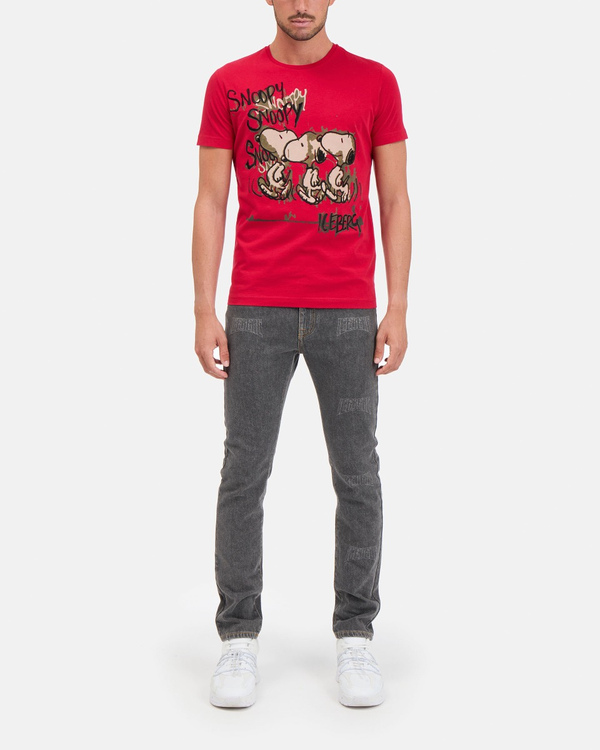 Men's red T-shirt with "Snoopy" print on the front - Iceberg - Official Website