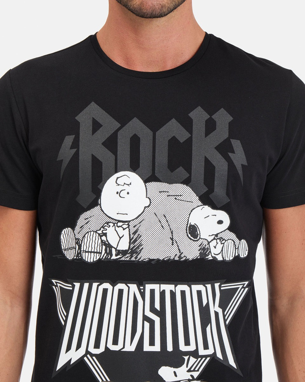 T-shirt uomo nera con grafiche a tema "Iceberg Rock Peanuts" - Iceberg - Official Website