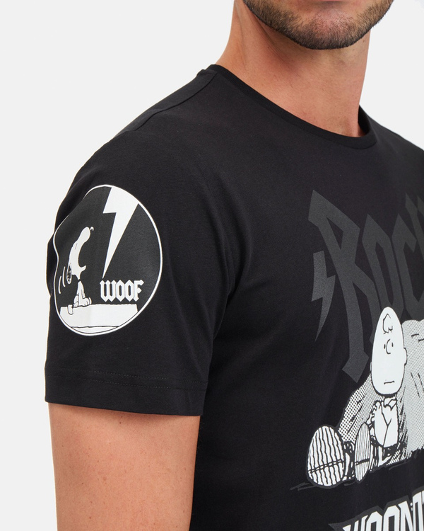 T-shirt uomo nera con grafiche a tema "Iceberg Rock Peanuts" - Iceberg - Official Website