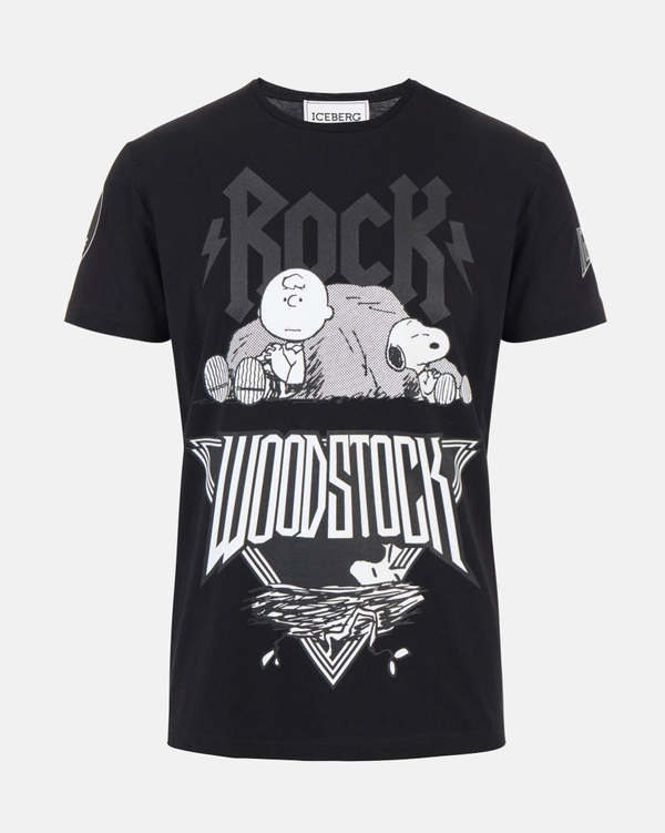 Men's black T-shirt with "Iceberg Rock Peanuts" print - Iceberg - Official Website