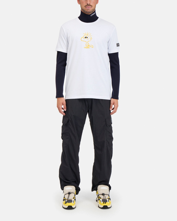 T-shirt uomo in cotone stretch bianco ottico con stampa "Woodstock" e logo - Iceberg - Official Website