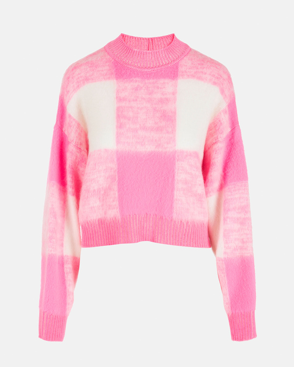 Women's pink checkered crop sweater - Iceberg - Official Website