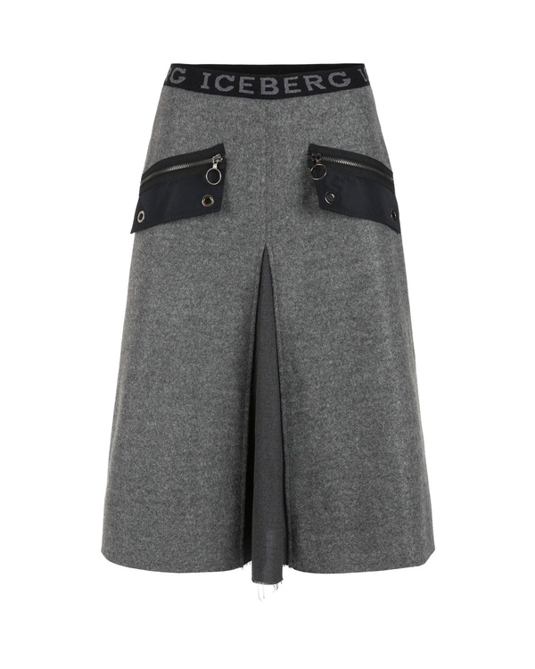 Women's grey skirt in wool flannel - Iceberg - Official Website
