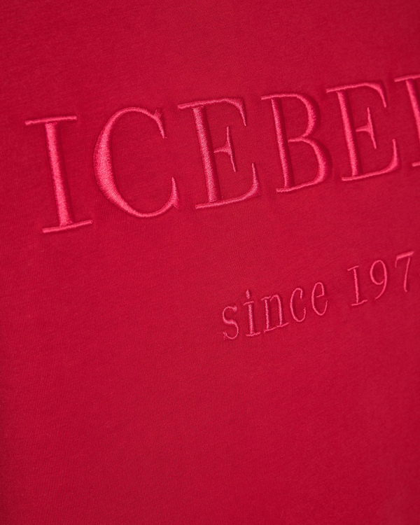 T-shirt donna bordeaux in cotone con logo heritage ricamato tono su tono - Iceberg - Official Website