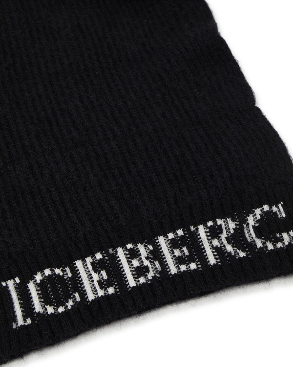Women's knit black scarf with logo - Iceberg - Official Website