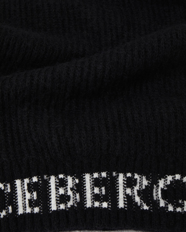 Women's knit black scarf with logo - Iceberg - Official Website