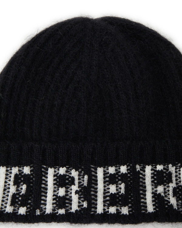 Women's black wool hat with Iceberg logo on the trim - Iceberg - Official Website
