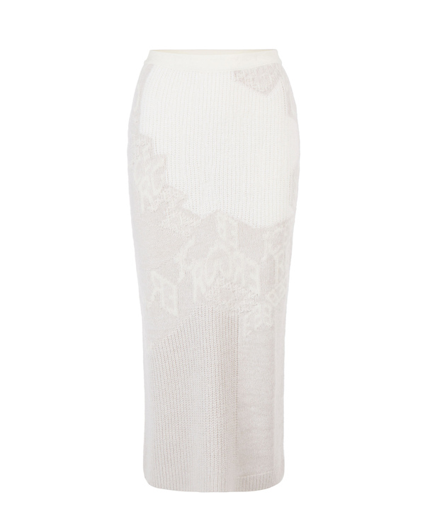 Women's white knit midi skirt with intarsia logo - Iceberg - Official Website