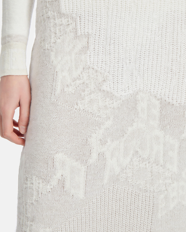 Women's white knit midi skirt with intarsia logo - Iceberg - Official Website