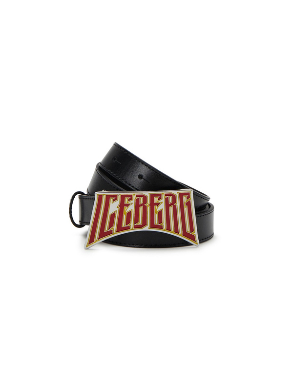 Cintura uomo nera in pelle con logo Iceberg Rock - Iceberg - Official Website