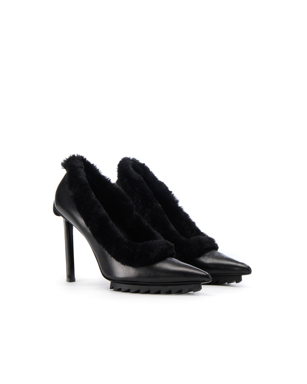 Giorgia black heel with fur - Iceberg - Official Website