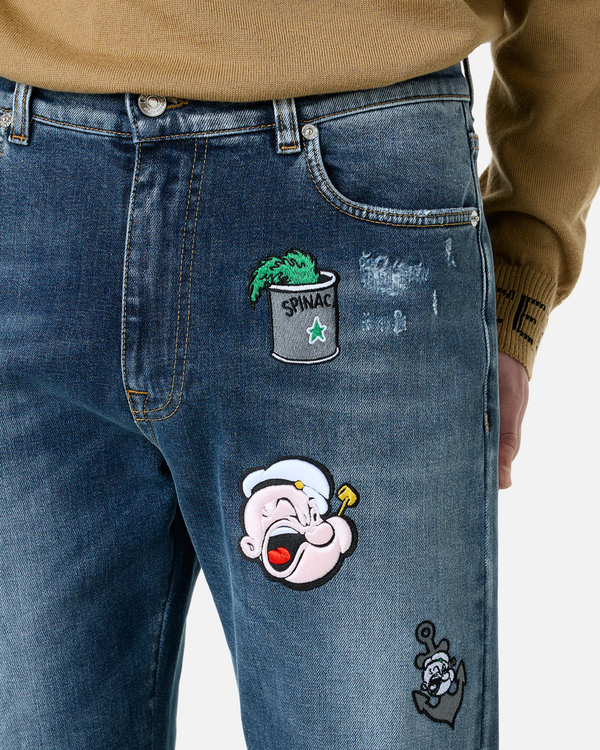 Pantalone denim patch Popeye - Iceberg - Official Website