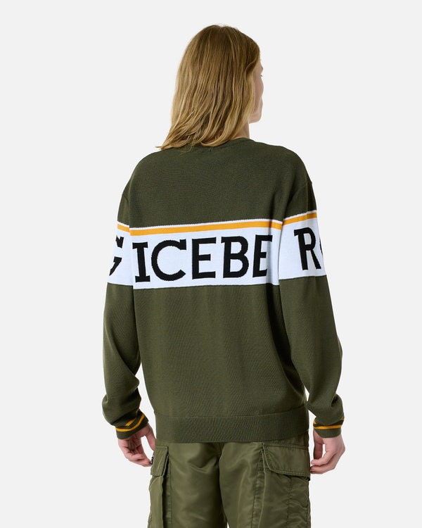 Pull carryover verde salvia con logo - Iceberg - Official Website