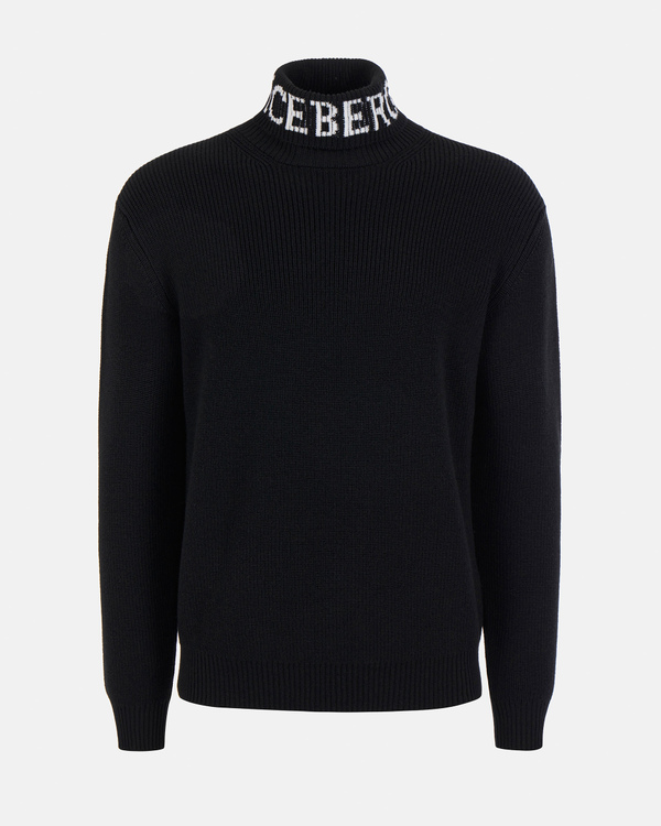 Black turtleneck logo sweater | Iceberg
