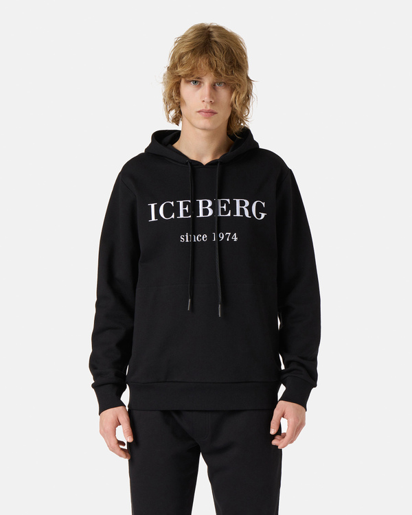 Heritage logo black & white hooded sweatshirt - Iceberg - Official Website